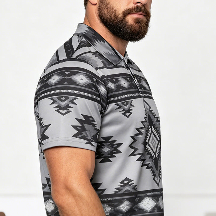 Kurzarm-Freizeit-Poloshirt mit geometrischem Muster für Herren - image 23