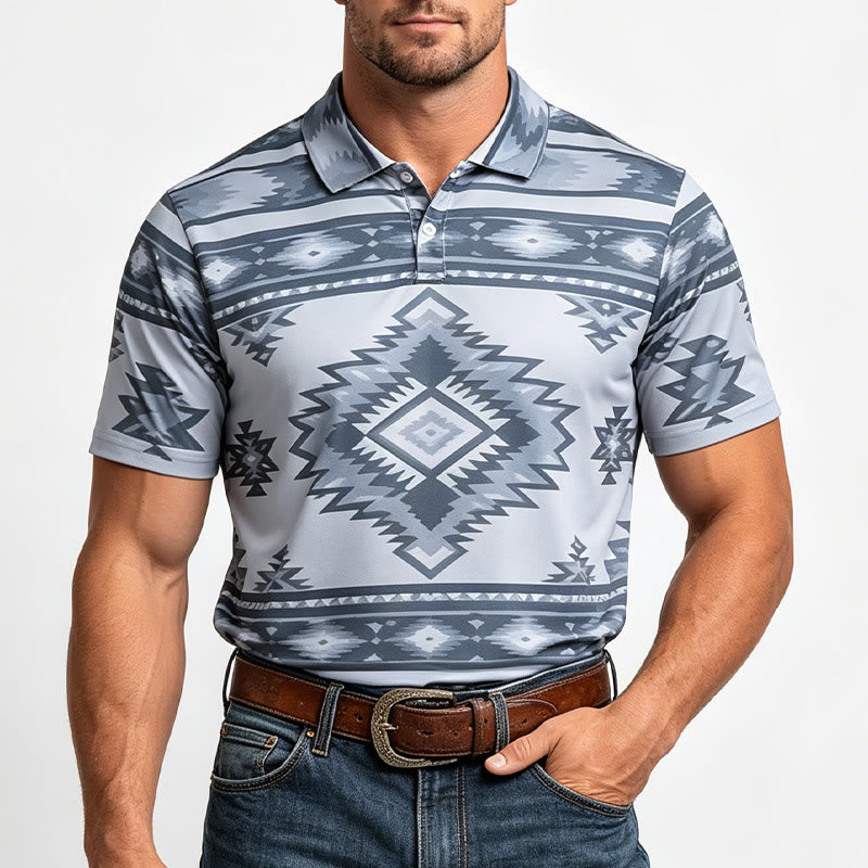Kurzarm-Freizeit-Poloshirt mit geometrischem Muster für Herren - image 12