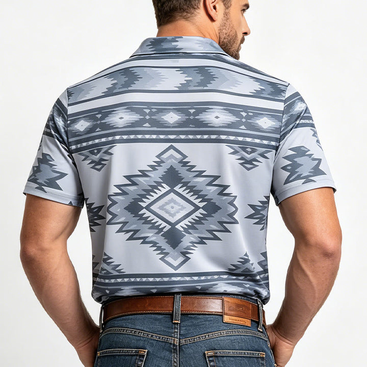 Kurzarm-Freizeit-Poloshirt mit geometrischem Muster für Herren - image 13