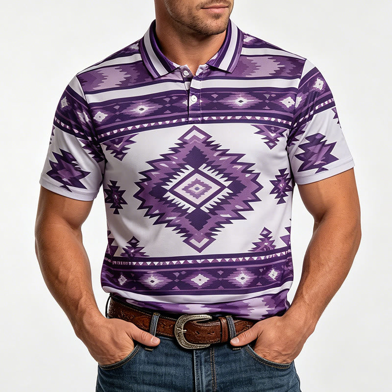 Kurzarm-Freizeit-Poloshirt mit geometrischem Muster für Herren - image 18