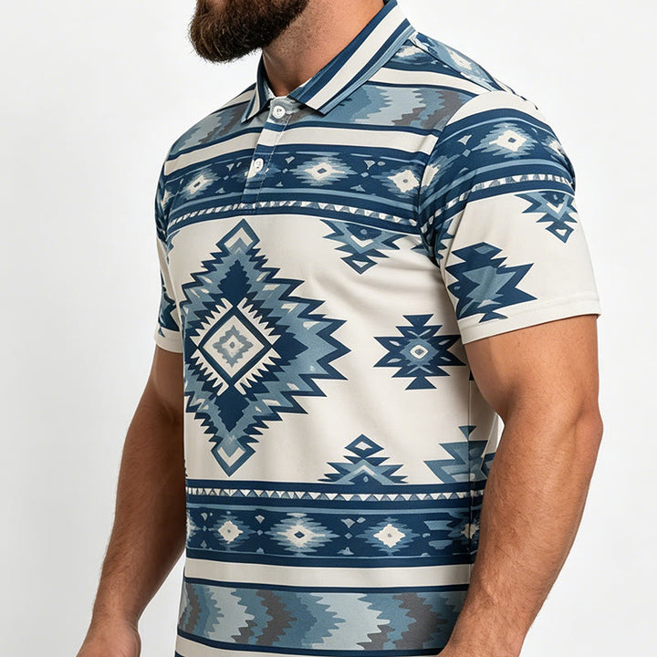 Kurzarm-Freizeit-Poloshirt mit geometrischem Muster für Herren - image 17