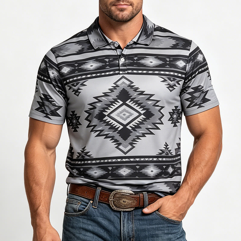Kurzarm-Freizeit-Poloshirt mit geometrischem Muster für Herren - image 21