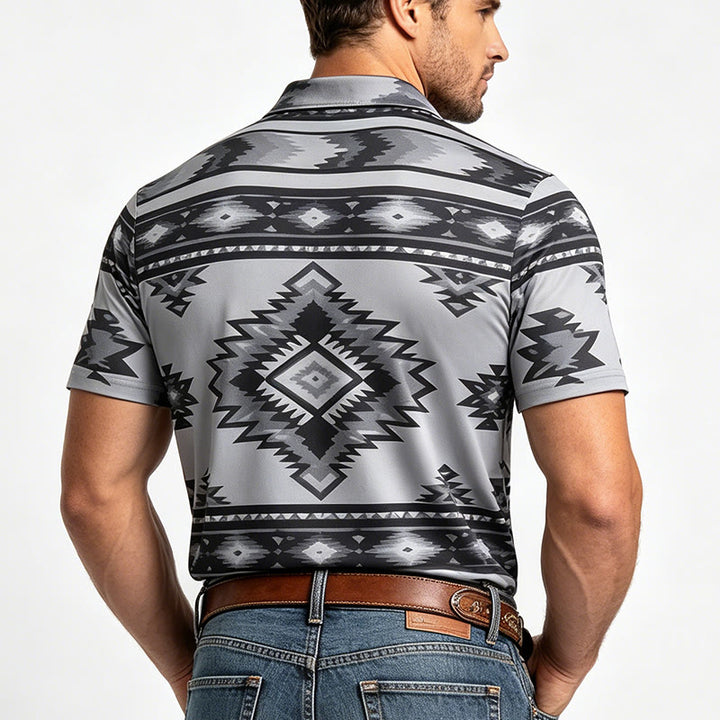 Kurzarm-Freizeit-Poloshirt mit geometrischem Muster für Herren - image 22