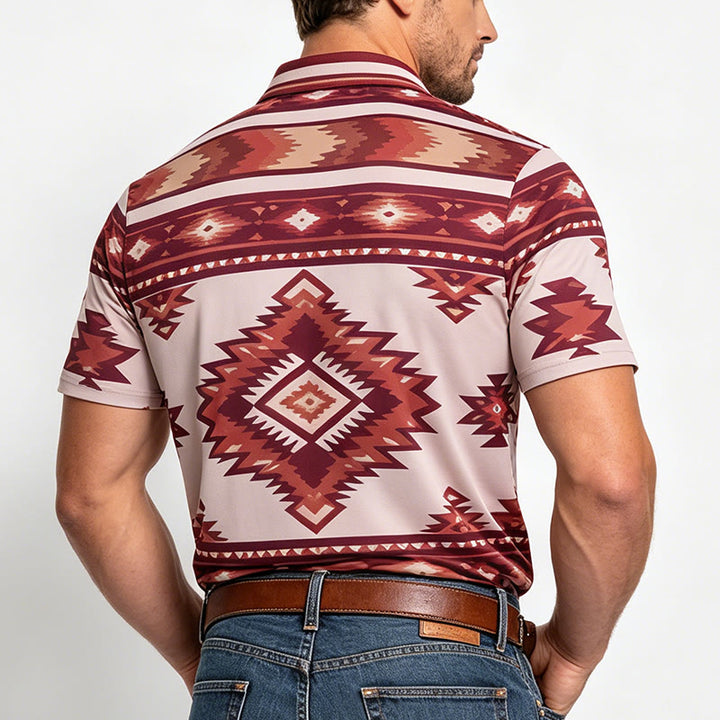 Kurzarm-Freizeit-Poloshirt mit geometrischem Muster für Herren - image 2