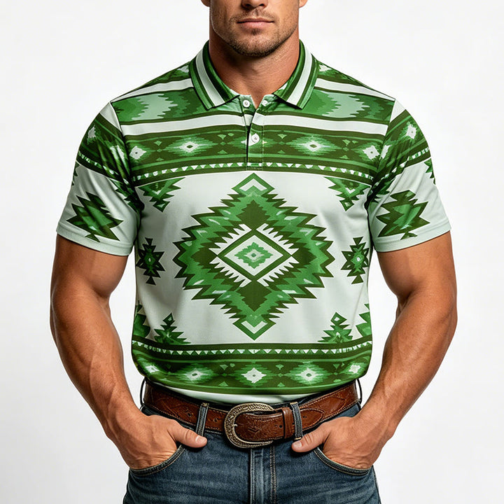 Kurzarm-Freizeit-Poloshirt mit geometrischem Muster für Herren - image 24