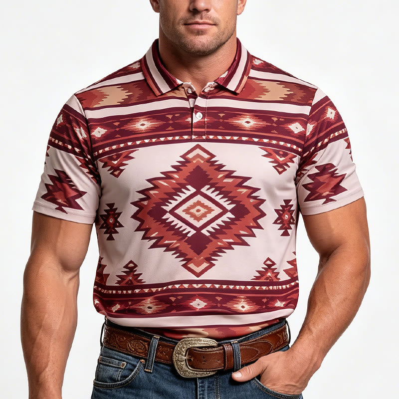 Kurzarm-Freizeit-Poloshirt mit geometrischem Muster für Herren - image 1