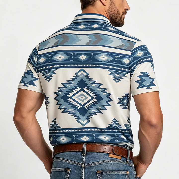 Kurzarm-Freizeit-Poloshirt mit geometrischem Muster für Herren - image 16