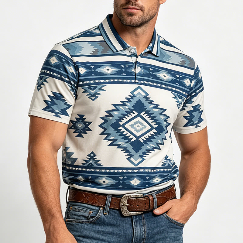 Kurzarm-Freizeit-Poloshirt mit geometrischem Muster für Herren - image 15