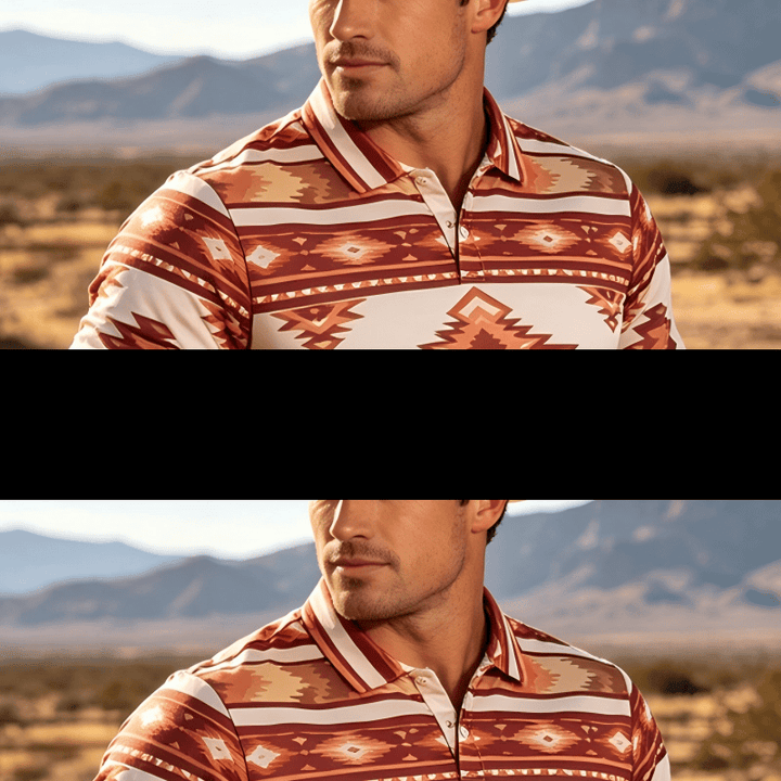 Kurzarm-Freizeit-Poloshirt mit geometrischem Muster für Herren - Gelb - 5XL - image 4