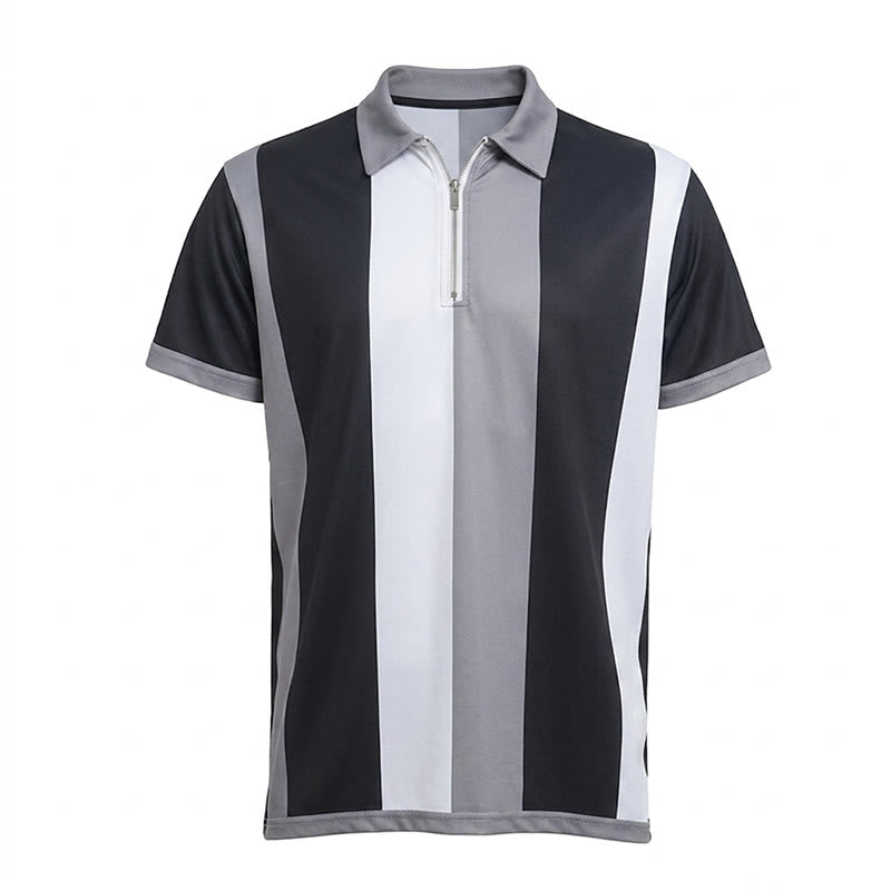 Herren-Polohemd im Vintage-Stil mit vertikalen Streifen und kurzen Ärmeln - image 35