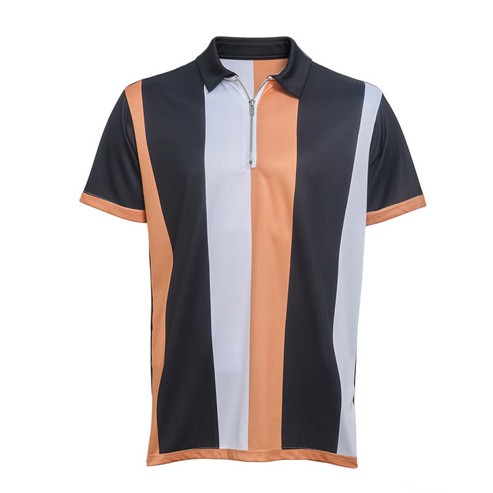 Herren-Polohemd im Vintage-Stil mit vertikalen Streifen und kurzen Ärmeln - image 31