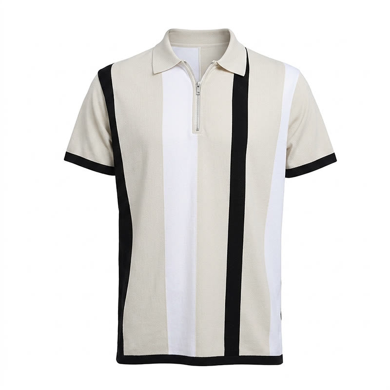 Herren-Polohemd im Vintage-Stil mit vertikalen Streifen und kurzen Ärmeln - image 34