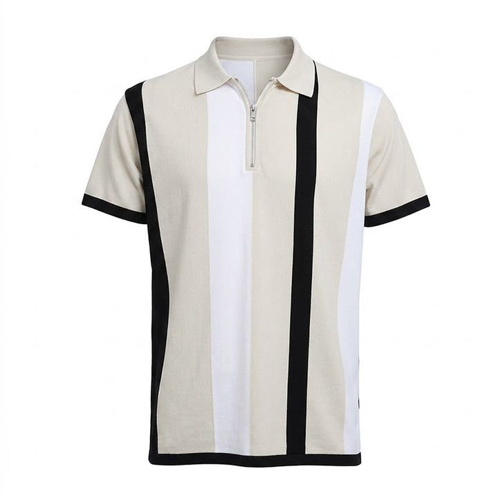 Herren-Polohemd im Vintage-Stil mit vertikalen Streifen und kurzen Ärmeln - image 34