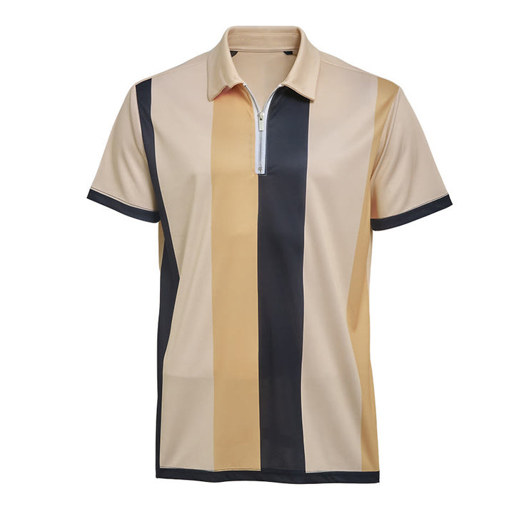 Herren-Polohemd im Vintage-Stil mit vertikalen Streifen und kurzen Ärmeln - image 36