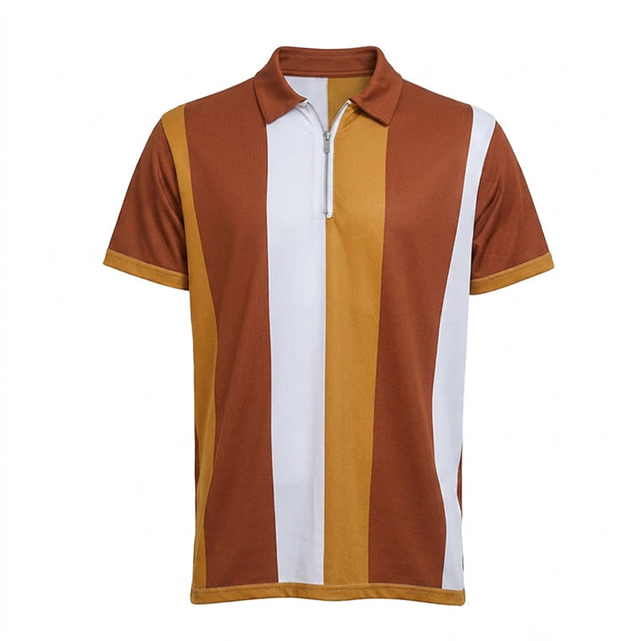 Herren-Polohemd im Vintage-Stil mit vertikalen Streifen und kurzen Ärmeln - image 38