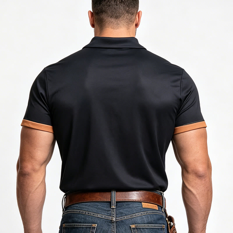 Herren-Polohemd im Vintage-Stil mit vertikalen Streifen und kurzen Ärmeln - image 2
