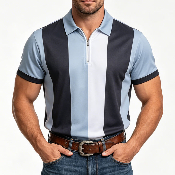 Herren-Polohemd im Vintage-Stil mit vertikalen Streifen und kurzen Ärmeln - image 9