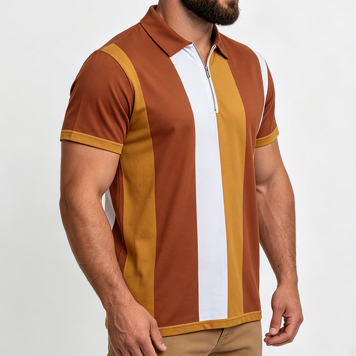 Herren-Polohemd im Vintage-Stil mit vertikalen Streifen und kurzen Ärmeln - image 20