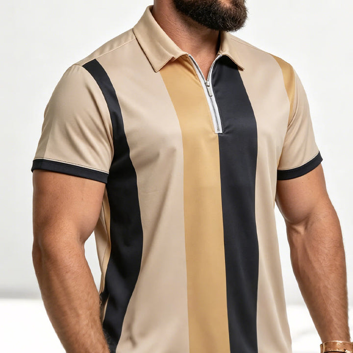 Herren-Polohemd im Vintage-Stil mit vertikalen Streifen und kurzen Ärmeln - image 17