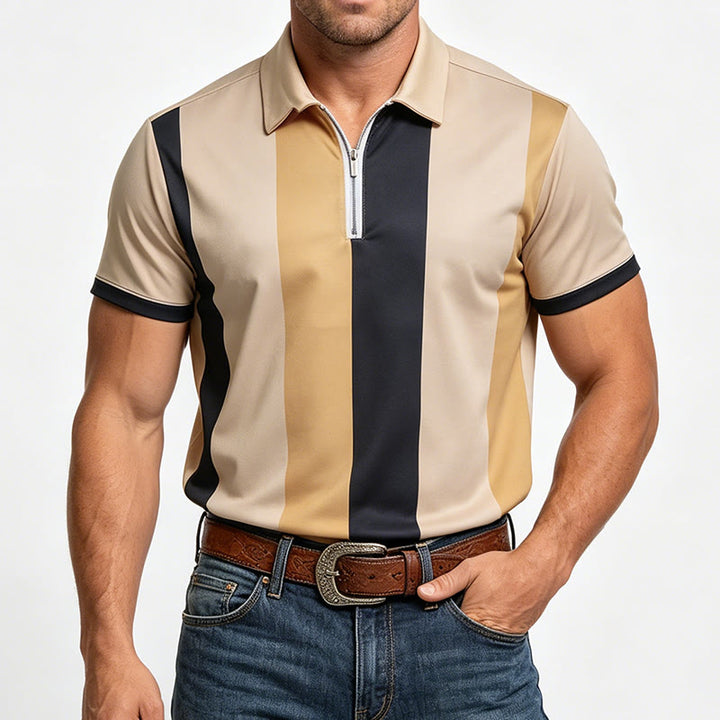Herren-Polohemd im Vintage-Stil mit vertikalen Streifen und kurzen Ärmeln - image 15