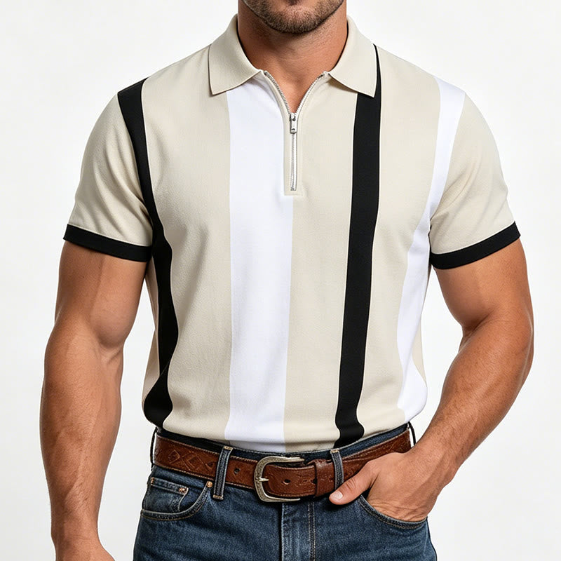 Herren-Polohemd im Vintage-Stil mit vertikalen Streifen und kurzen Ärmeln - image 11