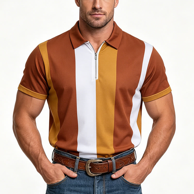 Herren-Polohemd im Vintage-Stil mit vertikalen Streifen und kurzen Ärmeln - image 18