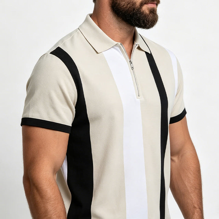 Herren-Polohemd im Vintage-Stil mit vertikalen Streifen und kurzen Ärmeln - image 12