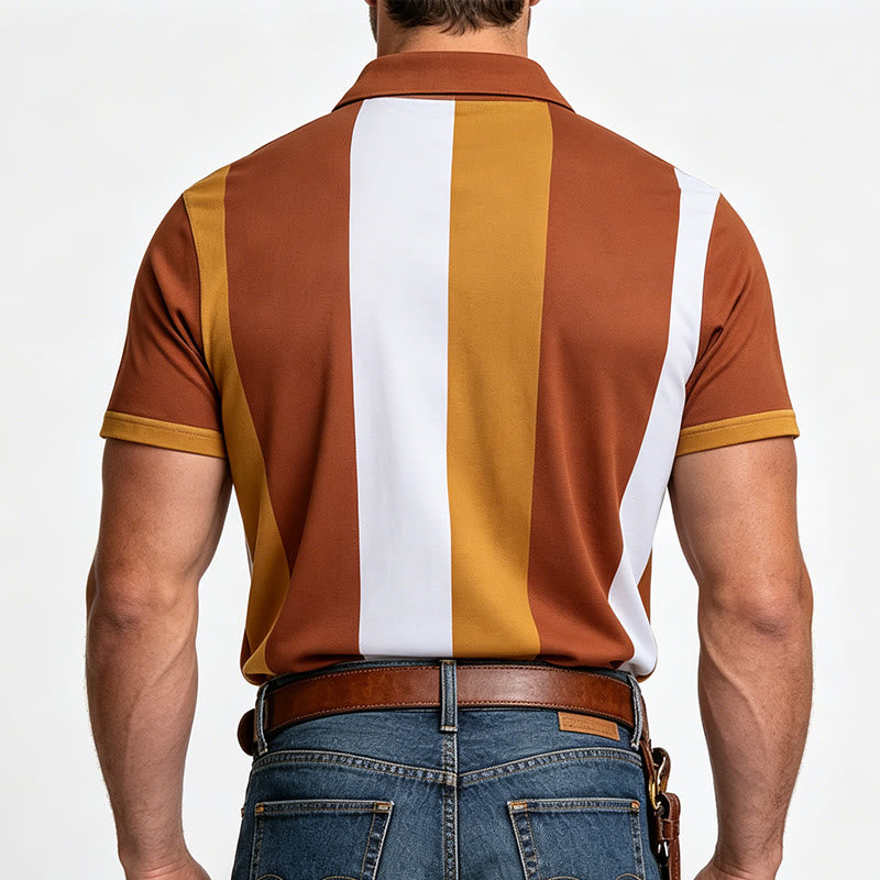 Herren-Polohemd im Vintage-Stil mit vertikalen Streifen und kurzen Ärmeln - image 19