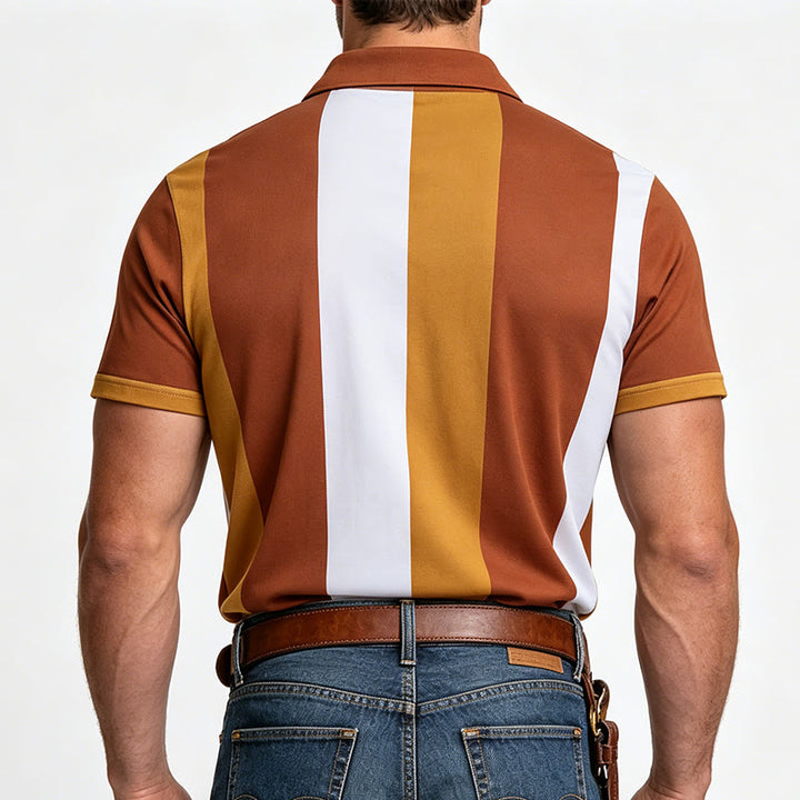 Herren-Polohemd im Vintage-Stil mit vertikalen Streifen und kurzen Ärmeln - image 19