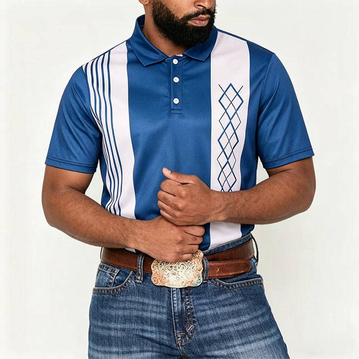 Vintage-Polohemd für Herren mit gestreiftem Argyle-Muster - image 1