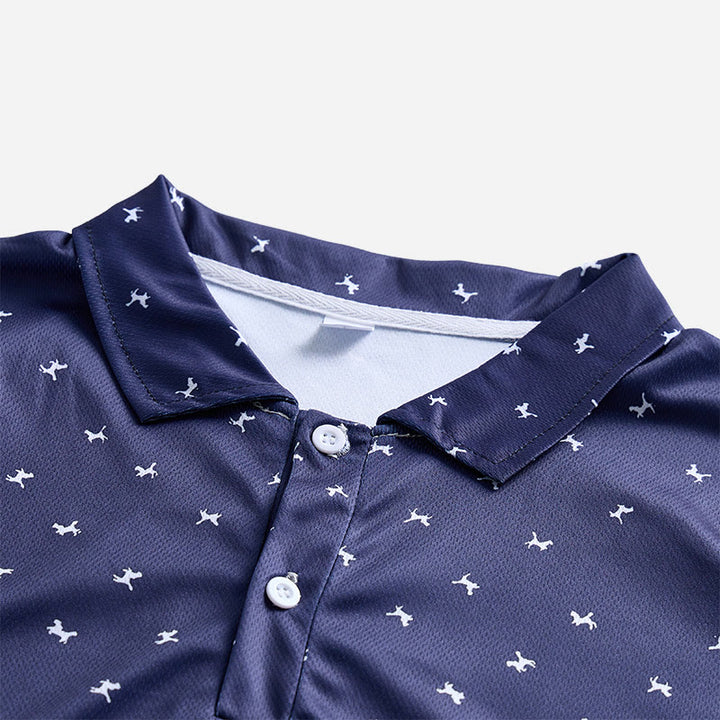 Herren-Polohemd mit Allover-Print, kurzärmelig, lässig - image 10