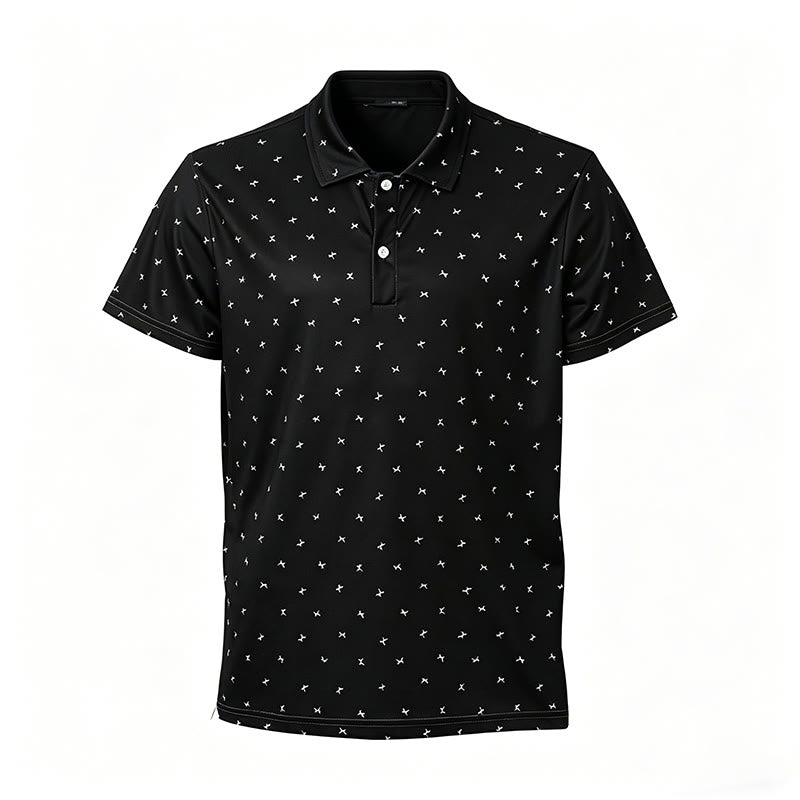 Herren-Polohemd mit Allover-Print, kurzärmelig, lässig - Schwarz - 5XL - image 4