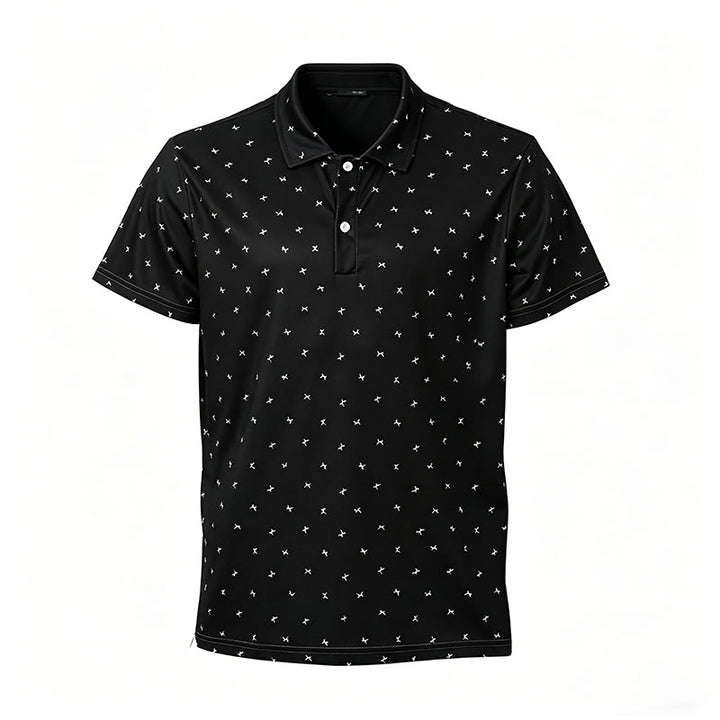 Herren-Polohemd mit Allover-Print, kurzärmelig, lässig - Schwarz - 5XL - image 4