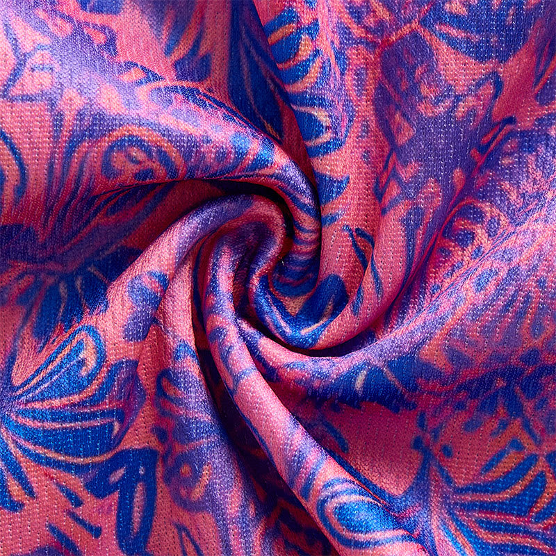 Herren-Polohemd mit rosa-blauem Blumenmuster und kurzen Ärmeln - image 5