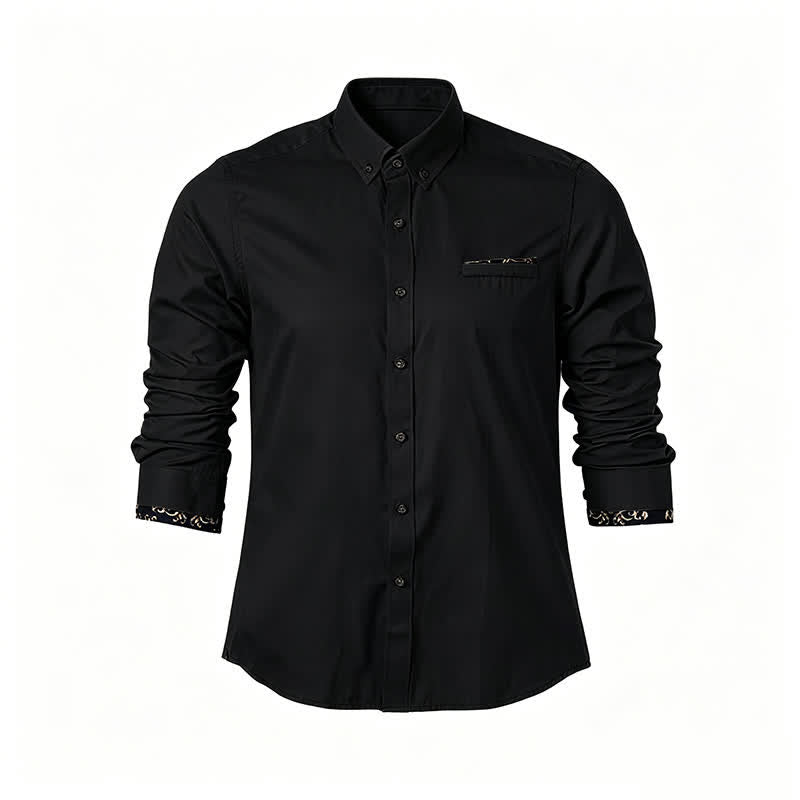 Herren-Businesshemd mit goldenem Barockakzent - Schwarz - 5XL - image 3