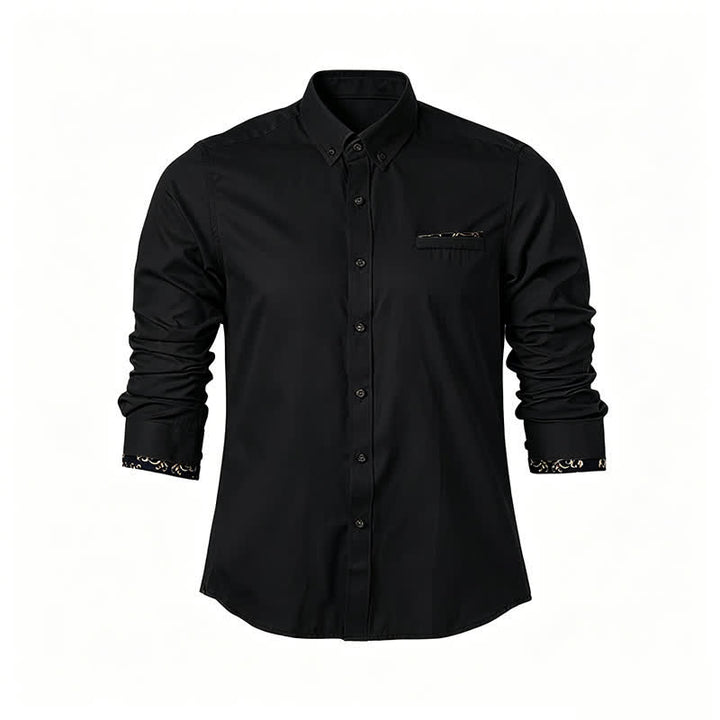 Herren-Businesshemd mit goldenem Barockakzent - Schwarz - 5XL - image 3