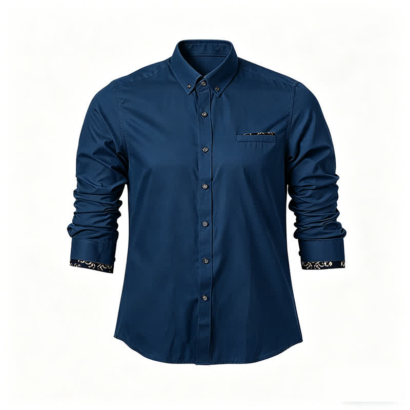Herren-Businesshemd mit goldenem Barockakzent - Türkis - 5XL - image 5