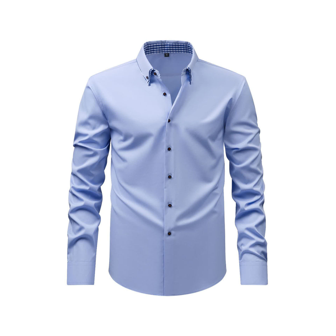 Elegantes Herren-Hemd mit Vichy-Karo und kontrastierendem Doppelkragen - Hellblau - 3XL - image 3