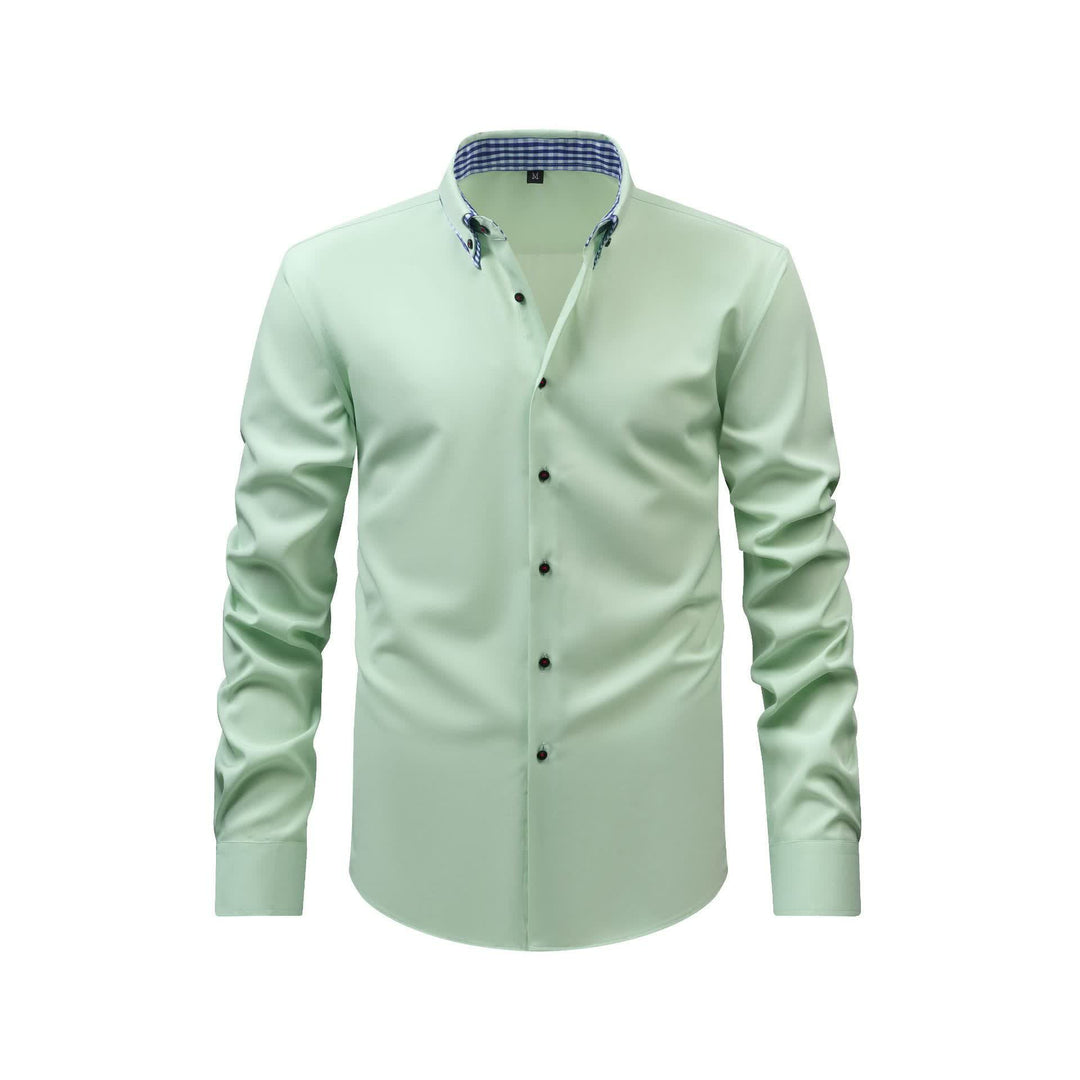 Elegantes Herren-Hemd mit Vichy-Karo und kontrastierendem Doppelkragen - Hellgrün - 3XL - image 5
