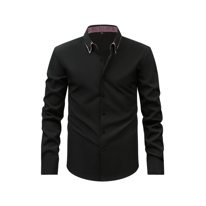 Elegantes Herren-Hemd mit Vichy-Karo und kontrastierendem Doppelkragen - Schwarz - 3XL - image 4