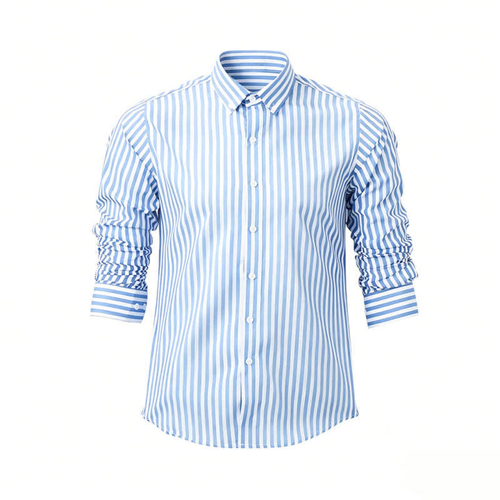 Klassisches Herrenhemd mit vertikalem Streifenmuster - Hellblau - 5XL - image 4