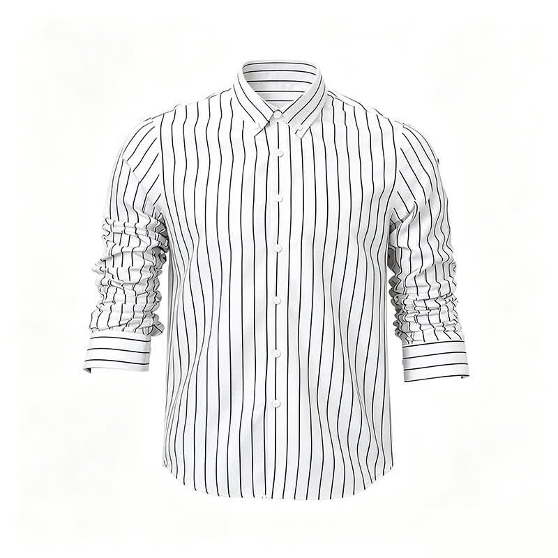 Zeitloses Herrenhemd mit vertikalem Streifenmuster - Weiß - 5XL - image 3