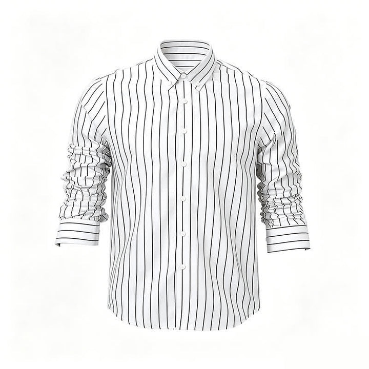 Zeitloses Herrenhemd mit vertikalem Streifenmuster - Weiß - 5XL - image 3