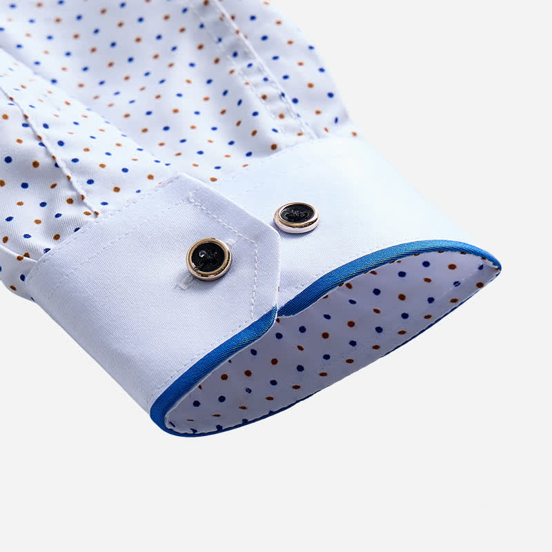 Herren-Businesshemd mit Polka-Dots und kontrastierendem Besatz - image 7