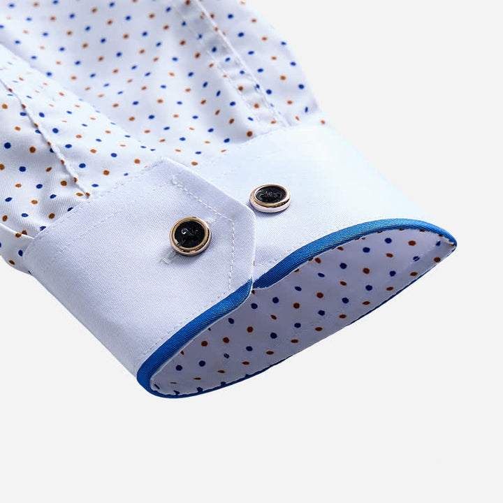 Herren-Businesshemd mit Polka-Dots und kontrastierendem Besatz - image 7