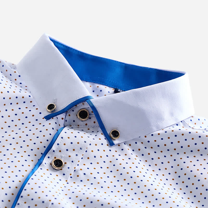 Herren-Businesshemd mit Polka-Dots und kontrastierendem Besatz - image 3