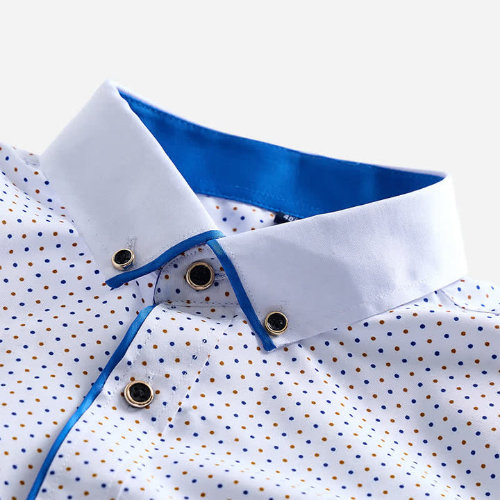 Herren-Businesshemd mit Polka-Dots und kontrastierendem Besatz - image 3