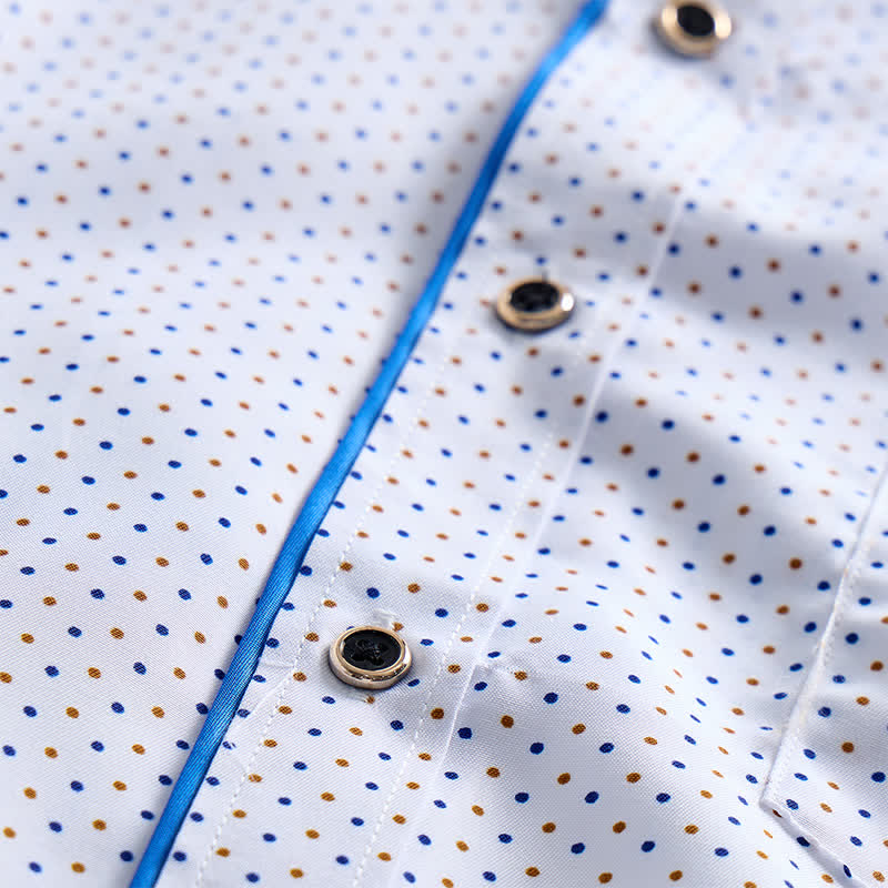 Herren-Businesshemd mit Polka-Dots und kontrastierendem Besatz - image 5