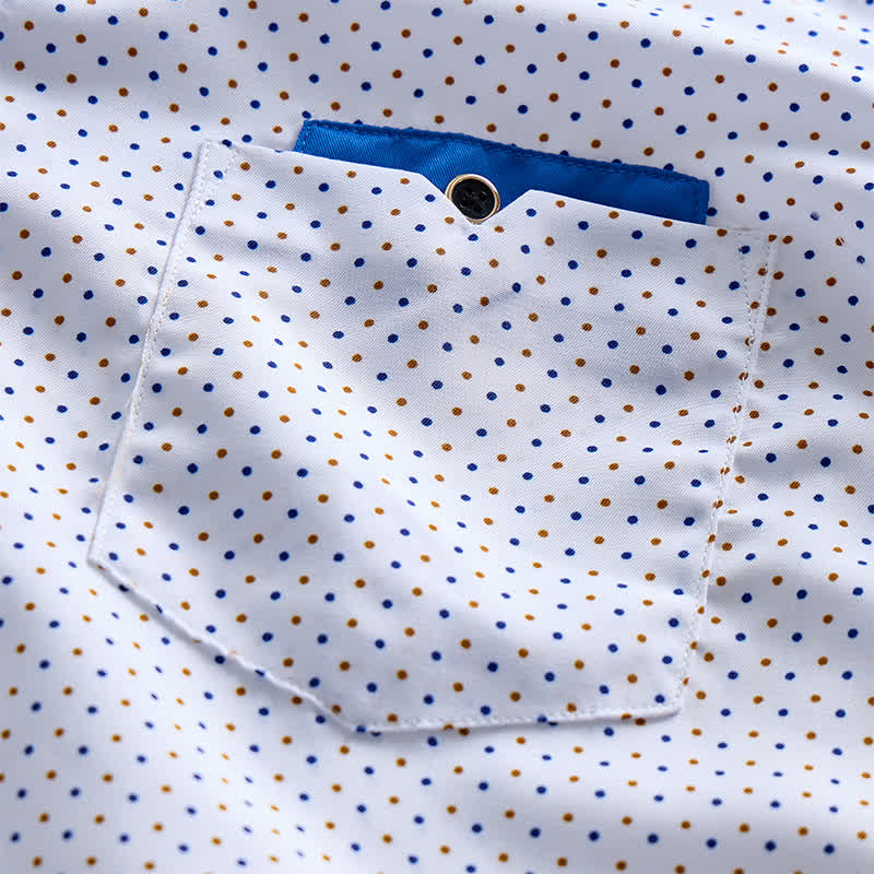 Herren-Businesshemd mit Polka-Dots und kontrastierendem Besatz - image 4
