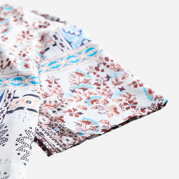 Herrenhemd im Retro-Stil mit Azteken- und Blumen-Patchworkmuster und Paisley-Print - image 7